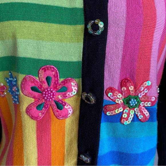 Jack B. Quick Women’s Classic Embellished Black and Floral Sequin Sweater | PS - Picture 7 of 16